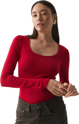 SIGHTBOMB Casual Solid Women Red Top