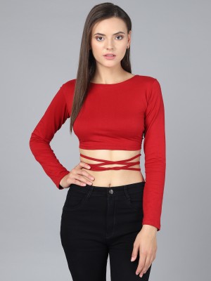 Cation Casual Solid Women Red Top