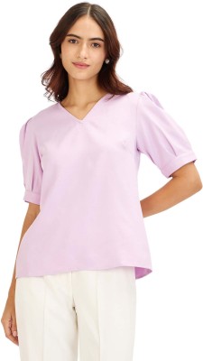 SALT ATTIRE Casual Solid Women Purple Top