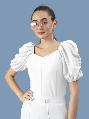 Kashonaa Casual Solid Women White Top
