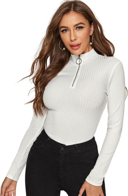 CRAMPLE Casual Solid Women White Top