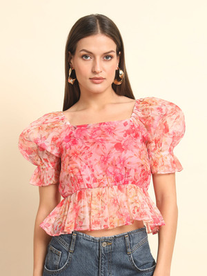 METRONAUT Casual Floral Print Women Pink Top