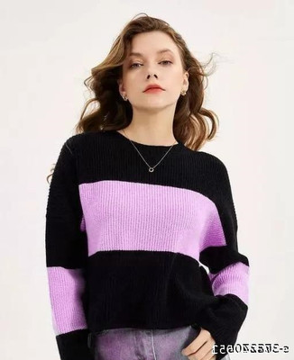 KOTY Casual Color Block Women Black Top