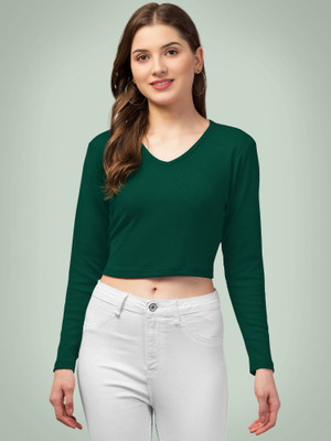 Kashonaa Casual Solid Women Dark Green Top