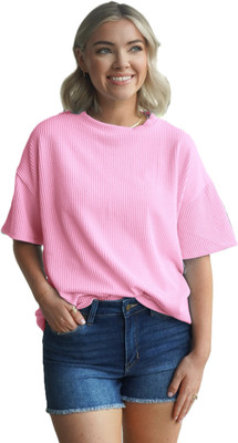 Rahi Trendz Party Striped Women Pink Top