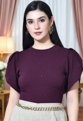 IUGA Casual Printed Women Purple Top