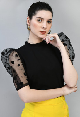 Arbiter Collection Casual Self Design Women Black Top