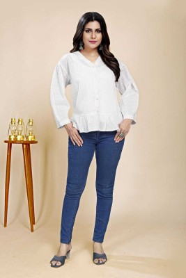 SHREE KSHETRAPAL CREATION Casual Embroidered Women White Top