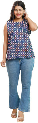 Anurang Casual Printed Women Blue Top