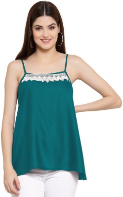 patrorna Casual Self Design Women Dark Green Top