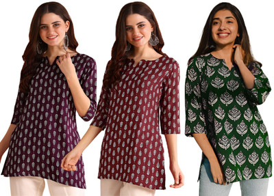 ak fashion mall Casual Printed Women Purple Top