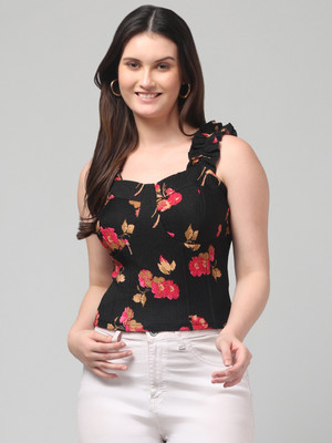 clobug Casual Printed Women Black Top