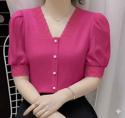 Bhavya Enterprises Casual Self Design Women Pink Top
