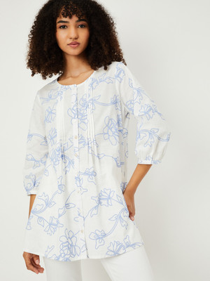 MAX Casual Printed Women Beige Top