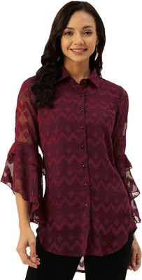 Deewa Casual Checkered Women Maroon Top