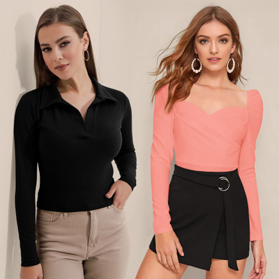 Dream Beauty Fashion Casual Solid Women Pink Top