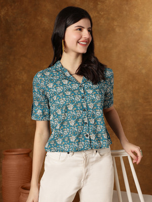 Janakdulari fashion Formal Printed Women Light Blue Top