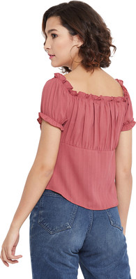 Imfashini Casual Solid Women Pink Top