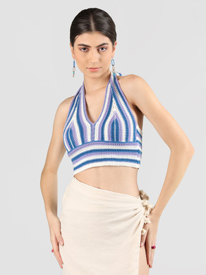 CHKOKKO Casual Printed Women Purple Top