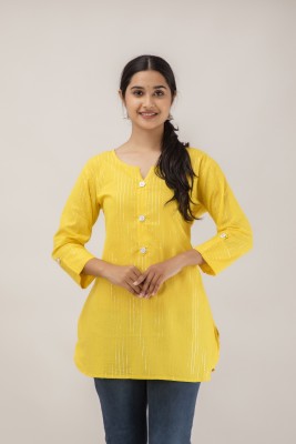 jatin impex Casual Solid Women Yellow, Silver Top