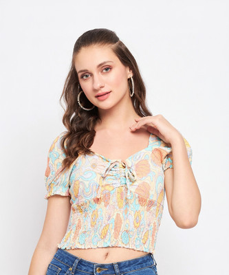 MADAME Casual Floral Print Women Pink Top