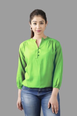 BM enterprises Casual Solid Women Light Green Top