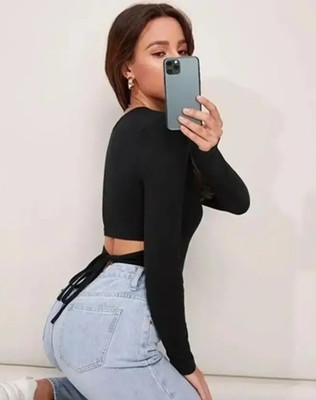 Mcgluwa Casual Solid Women Black Top