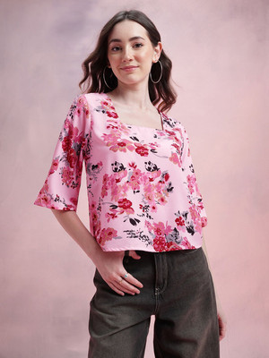 Dressberry Casual Printed Women Pink Top
