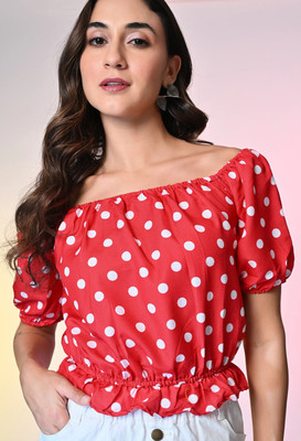 METRONAUT Party Polka Print Women Red Top
