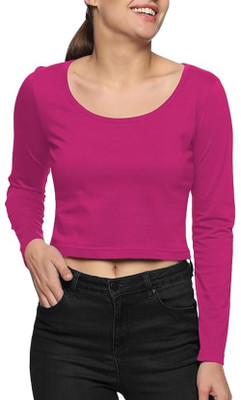 THE BLAZZE Casual Solid Women Pink Top