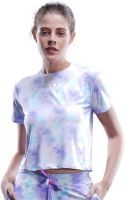 Laasa Sports Casual Printed Women Purple, White, Light Blue Top