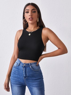 Kaley Casual Self Design Women Black Top