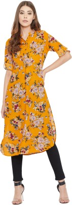 rain tree Women Floral Print A-line Kurta(Yellow)