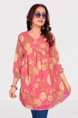 Gargi Impex Casual Floral Print Women Pink Top