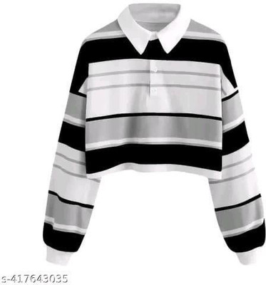 barf blech Casual Striped Women Black, Grey Top