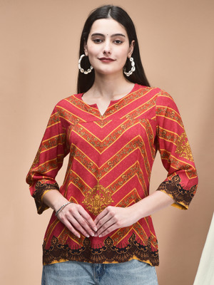 SHREE - SHE IS SPECIAL Casual Printed Women Orange Top