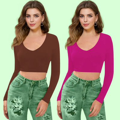 Kashonaa Casual Solid Women Pink Top