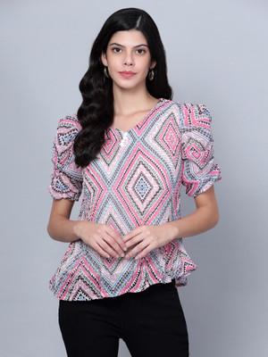 Moda Rapido Casual Printed Women Multicolor Top