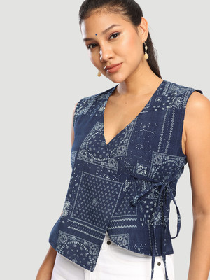Bene Kleed Casual Printed Women Dark Blue Top