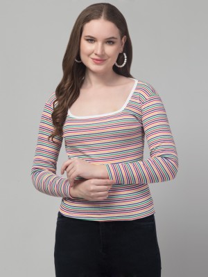 Western Darji Casual Striped Women Multicolor Top