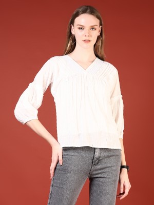 V-MART Casual Solid Women White Top