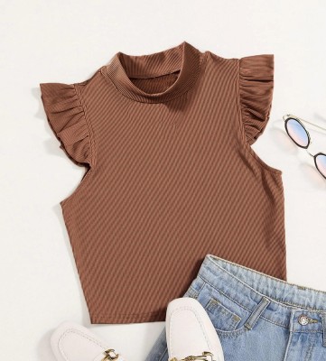 Redamancii Casual Solid Women Brown Top