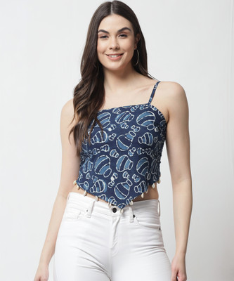 POPWINGS Casual Printed Women Blue Top