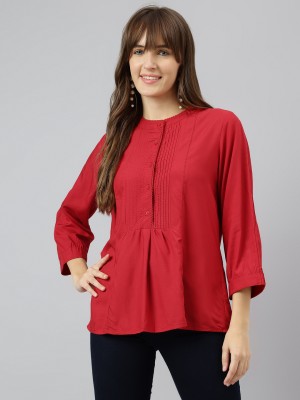 LATIN QUARTERS Casual Solid Women Red Top