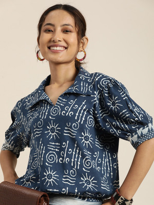 Taavi Casual Printed Women Dark Blue, White Top