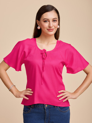 METRONAUT Casual Solid Women Pink Top