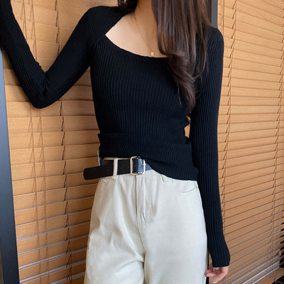 OUTZIDR Casual Self Design Women Black Top