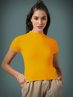 Maheshvi Casual Solid Women Yellow Top