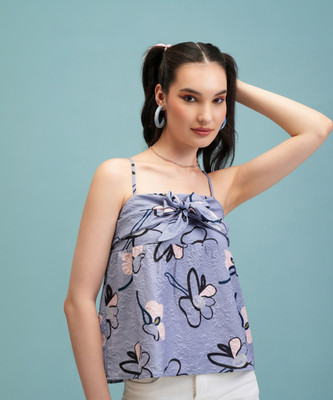 Tokyo Talkies Casual Printed Women Blue Top