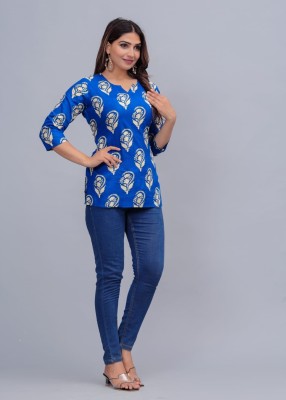 INAYA Casual Printed Women Blue Top